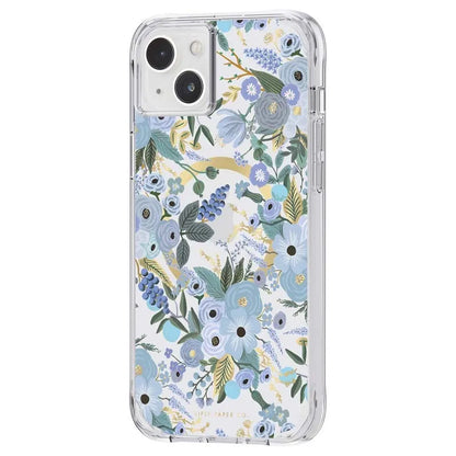 "Rifle Paper" permatomas "MagSafe" – „iPhone 14 Plus“ dėklas („Garden Party Blue“)