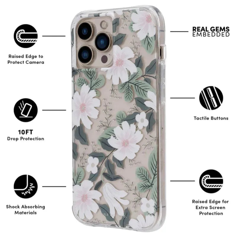 Rifle Paper skaidrus dėklas – iPhone 13 Pro (Willow)