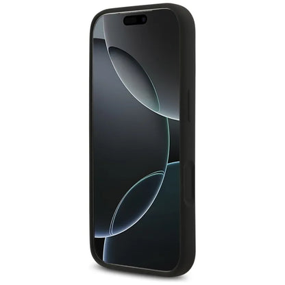 Silikoninis dėklas iPhone 17 Pro su Karl & Choupette žiedu MagSafe (juodas) - Karl Lagerfeld
