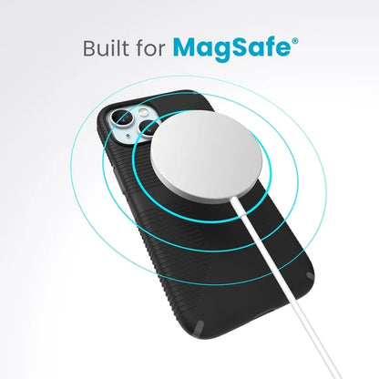 Speck Candyshell Grip MagSafe dėklas - iPhone 17e / 16e / 15 / 14 / 13 (Juodas / Skalūno pilkos)