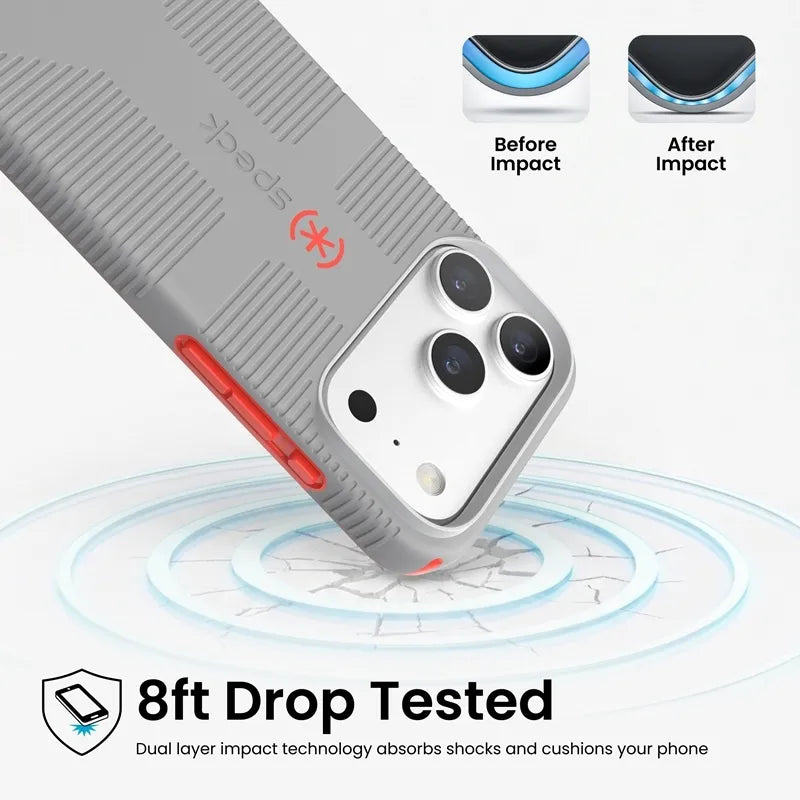 Speck Candyshell Grip MagSafe – dėklas, skirtas iPhone 18 Pro / 17 Pro (Overcast Gray)