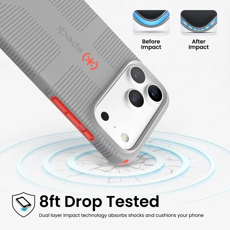 Speck Candyshell Grip MagSafe – dėklas, skirtas iPhone 18 Pro Max / 17 Pro Max (Overcast Gray)