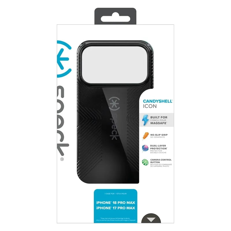 Speck Candyshell Icon MagSafe dėklas, skirtas iPhone 18 Pro Max / 17 Pro Max (Black Licorice)