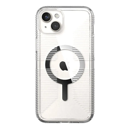 Speck Gemshell Grip + MagSafe – dėklas, skirtas iPhone 15 Plus / iPhone 14 Plus (skaidrus / chromo apdaila)