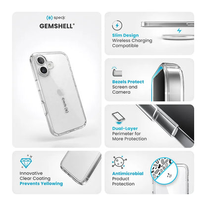 Speck Gemshell – iPhone 16 dėklas (skaidrus)