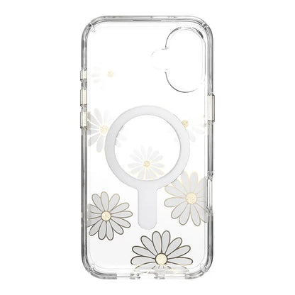 Speck Presidio Lux ClickLock & MagSafe – iPhone 16 Plus dėklas (Sunshine Daisies / Skaidrus / Auksas)