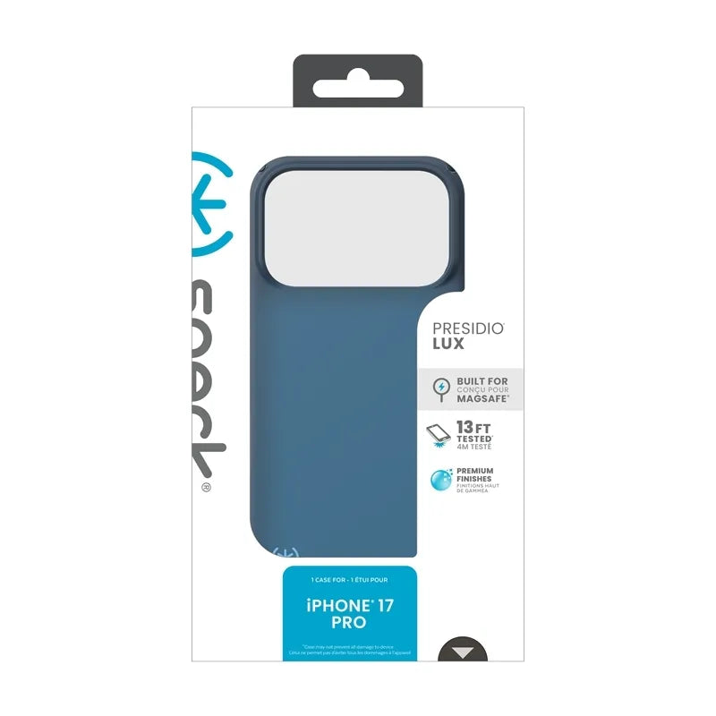 Speck Presidio Lux MagSafe – dėklas iPhone 17 Pro (Deep Sea Fade / Black / Spell Blue)