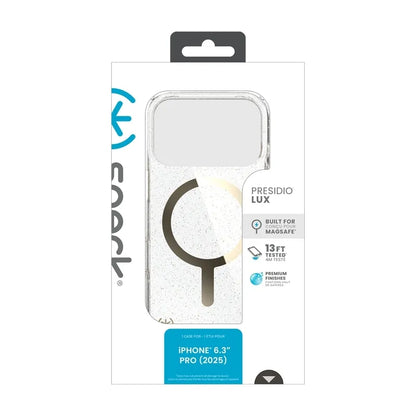 Speck Presidio Lux MagSafe dėklas – iPhone 17 Pro dėklas (Blizgučiai / Auksinis metalas)