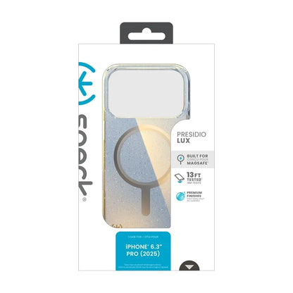 Speck Presidio Lux MagSafe dėklas - iPhone 17 Pro dėklas (Hyper Mirror Glitter / Silver Metallic)