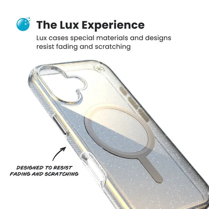 Speck Presidio Lux MagSafe - iPhone 17 dėklas (Hyper Mirror Glitter / Silver Metallic)