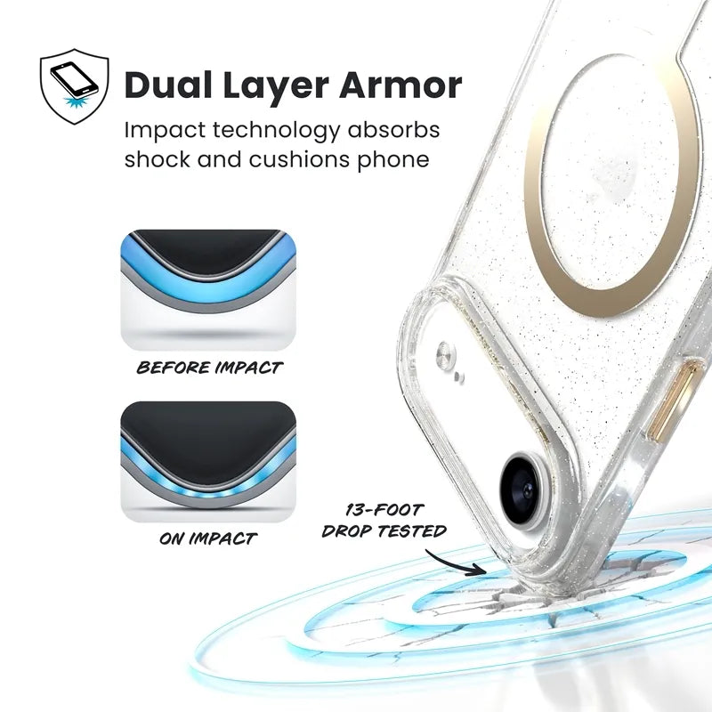 Speck Presidio Lux MagSafe - iPhone dėklas (Glitter / Gold Metallic)