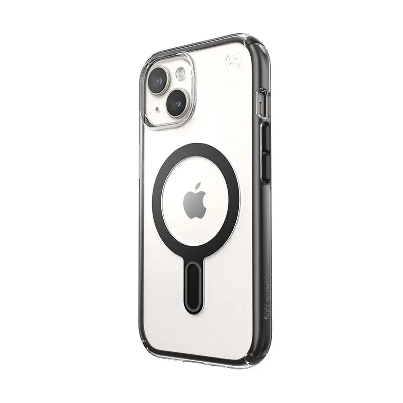 Speck Presidio Perfect-Clear ClickLock ir MagSafe dėklas – iPhone 17e / 16e / 15 / 14 / 13 (Skaidrus / Matinis juodas / Plokščių pilkas)