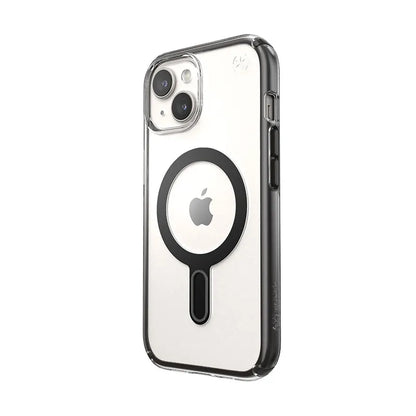 Speck Presidio Perfect-Clear ClickLock ir MagSafe dėklas – iPhone 17e / 16e / 15 / 14 / 13 (Skaidrus / Matinis juodas / Plokščių pilkas)