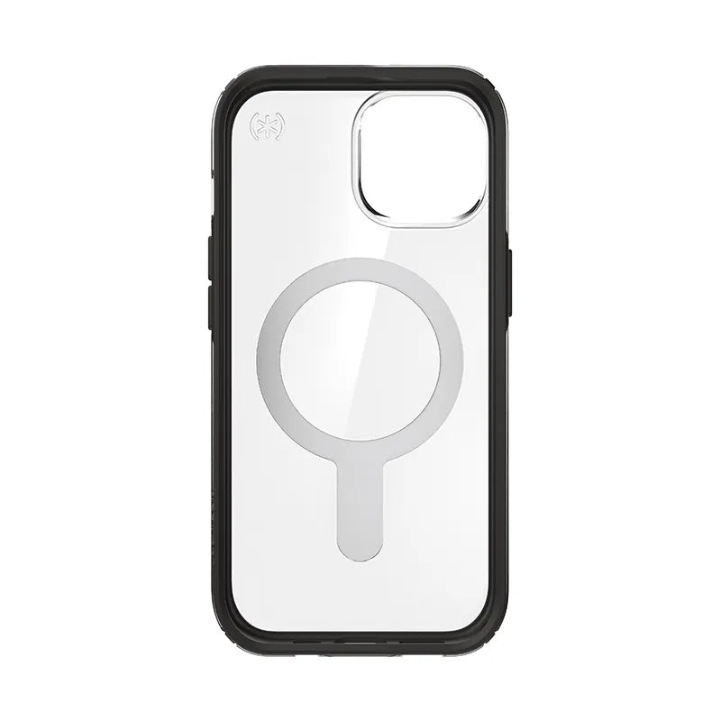 Speck Presidio Perfect-Clear ClickLock ir MagSafe dėklas – iPhone 17e / 16e / 15 / 14 / 13 (Skaidrus / Matinis juodas / Plokščių pilkas)