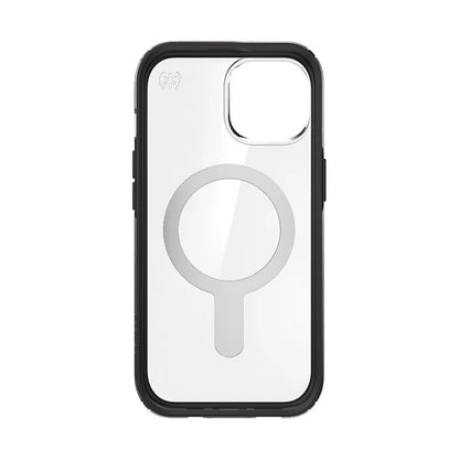 Speck Presidio Perfect-Clear ClickLock ir MagSafe dėklas – iPhone 17e / 16e / 15 / 14 / 13 (Skaidrus / Matinis juodas / Plokščių pilkas)