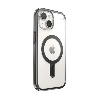 Speck Presidio Perfect-Clear ClickLock ir MagSafe dėklas – iPhone 17e / 16e / 15 / 14 / 13 (Skaidrus / Matinis juodas / Plokščių pilkas)