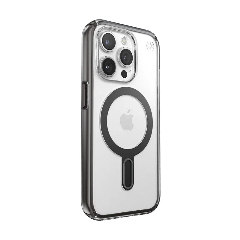 Speck Presidio Perfect-Clear ClickLock ir Magsafe – iPhone 15 Pro dėklas (Skaidrus / Matinis juodas / Lėtas pilkas)