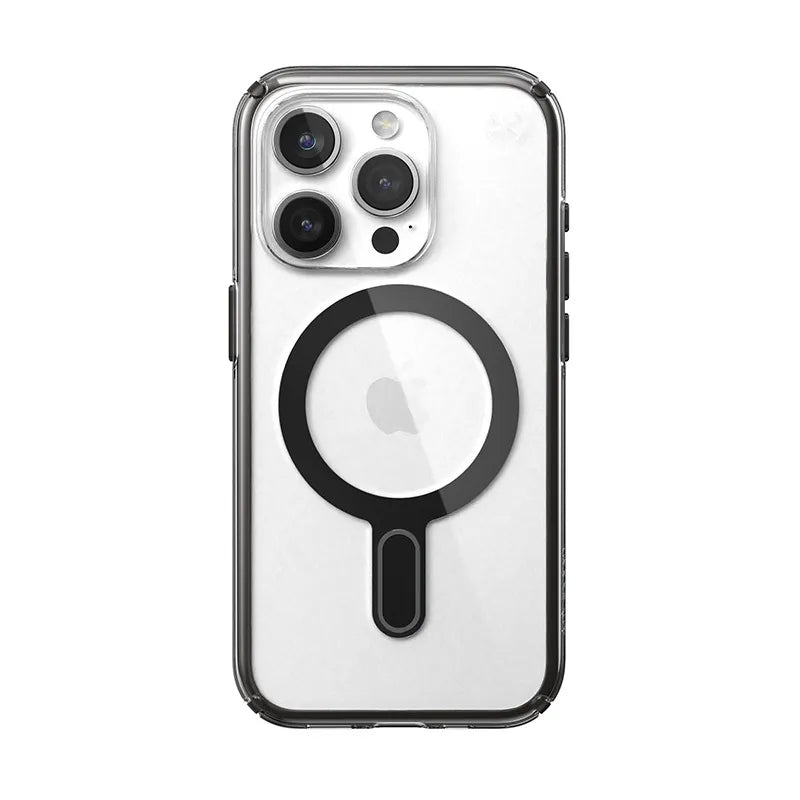Speck Presidio Perfect-Clear ClickLock ir Magsafe – iPhone 15 Pro dėklas (Skaidrus / Matinis juodas / Lėtas pilkas)
