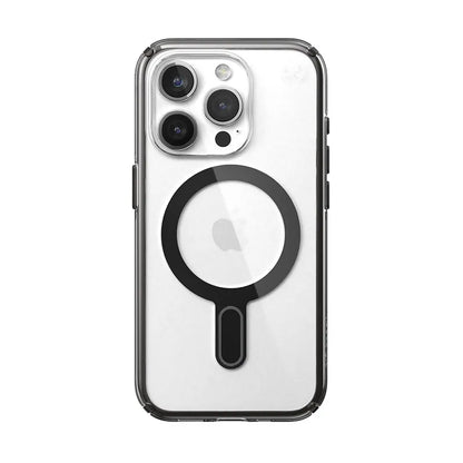 Speck Presidio Perfect-Clear ClickLock ir Magsafe – iPhone 15 Pro dėklas (Skaidrus / Matinis juodas / Lėtas pilkas)