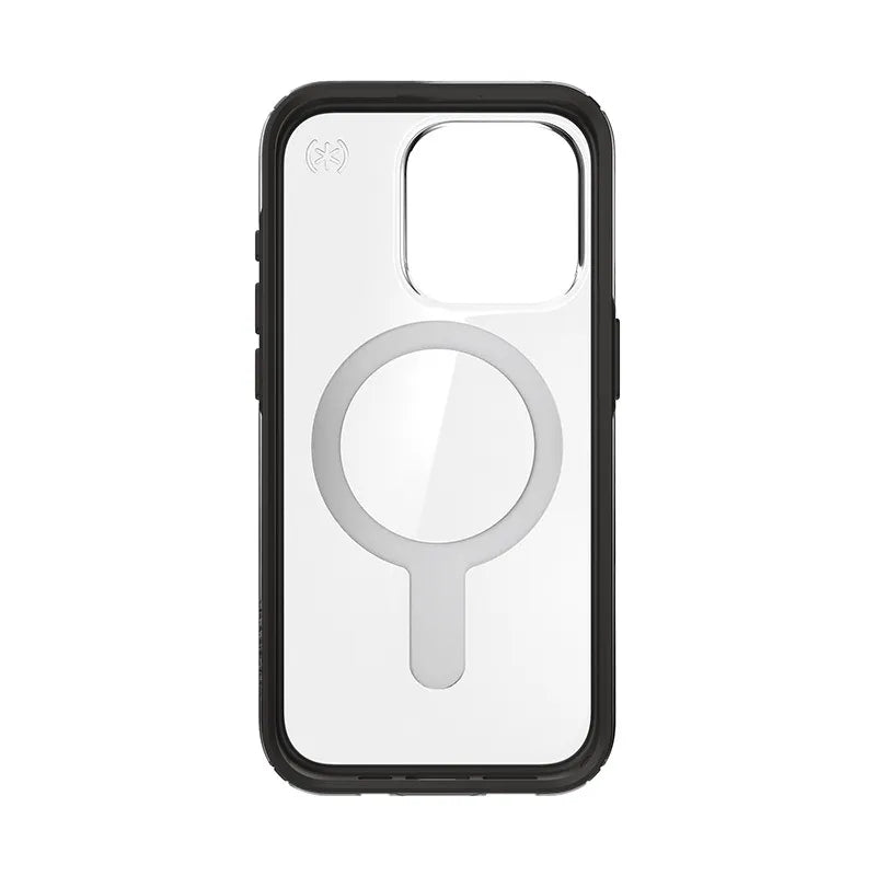 Speck Presidio Perfect-Clear ClickLock ir Magsafe – iPhone 15 Pro dėklas (Skaidrus / Matinis juodas / Lėtas pilkas)