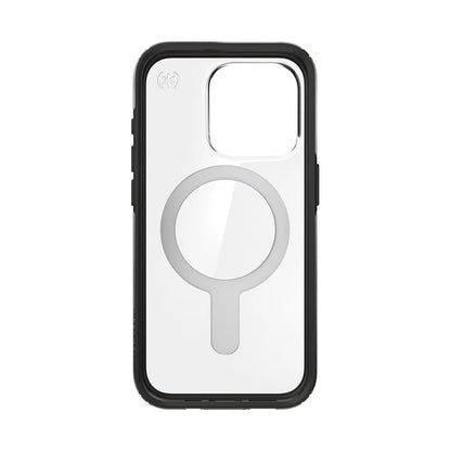 Speck Presidio Perfect-Clear ClickLock ir Magsafe – iPhone 15 Pro dėklas (Skaidrus / Matinis juodas / Lėtas pilkas)