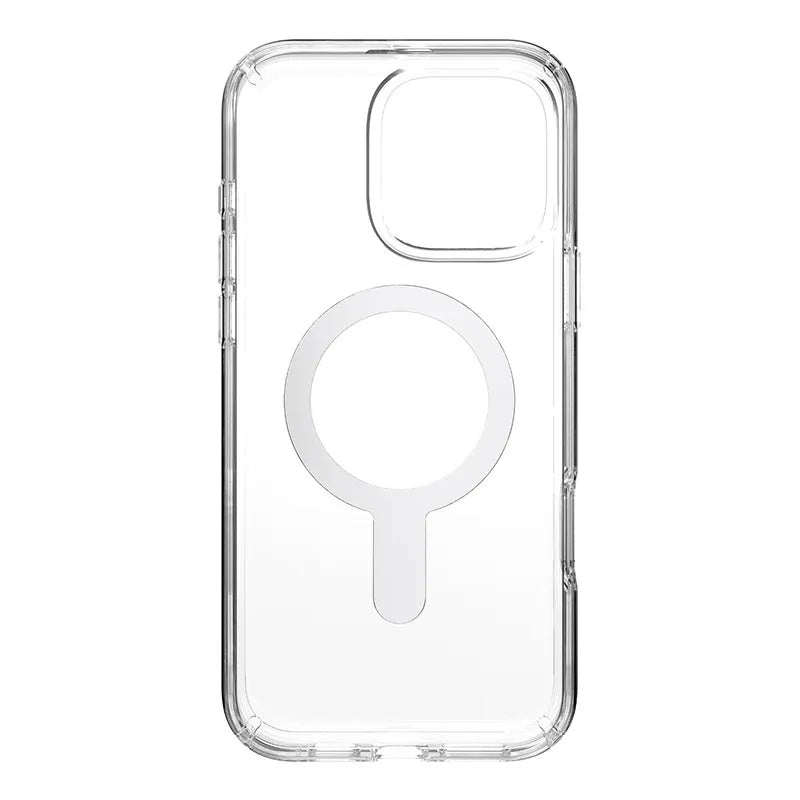 Speck Presidio Perfect-Clear ClickLock & MagSafe – dėklas iPhone 16 Pro Max (Skaidrus / Chromo apdaila / Serene Silver)
