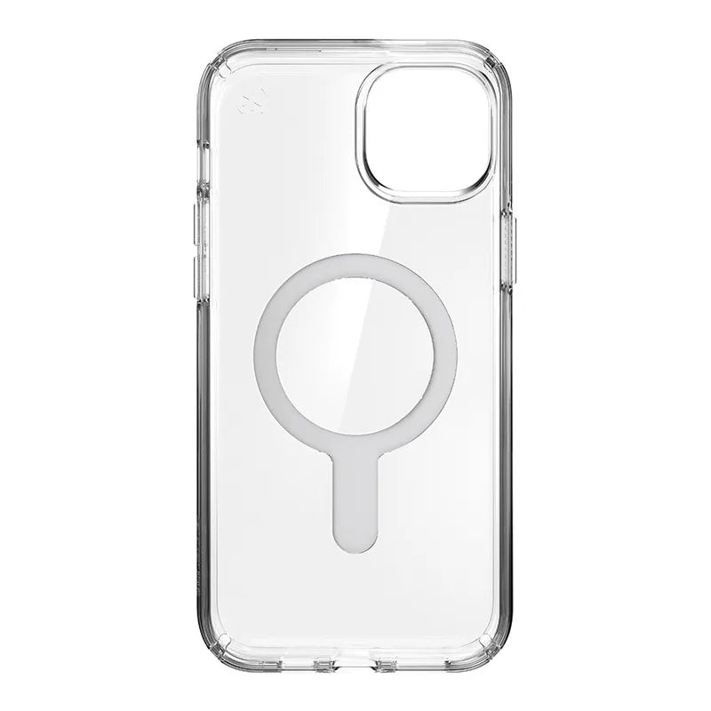 Speck Presidio Perfect-Clear ClickLock & Magsafe - iPhone 15 Plus / iPhone 14 Plus dėklas (Skaidrus / Chromo apdaila / Serene Silver)
