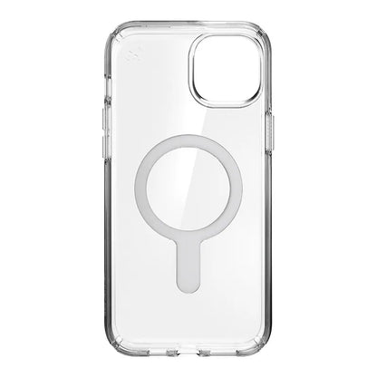 Speck Presidio Perfect-Clear ClickLock & Magsafe - iPhone 15 Plus / iPhone 14 Plus dėklas (Skaidrus / Chromo apdaila / Serene Silver)