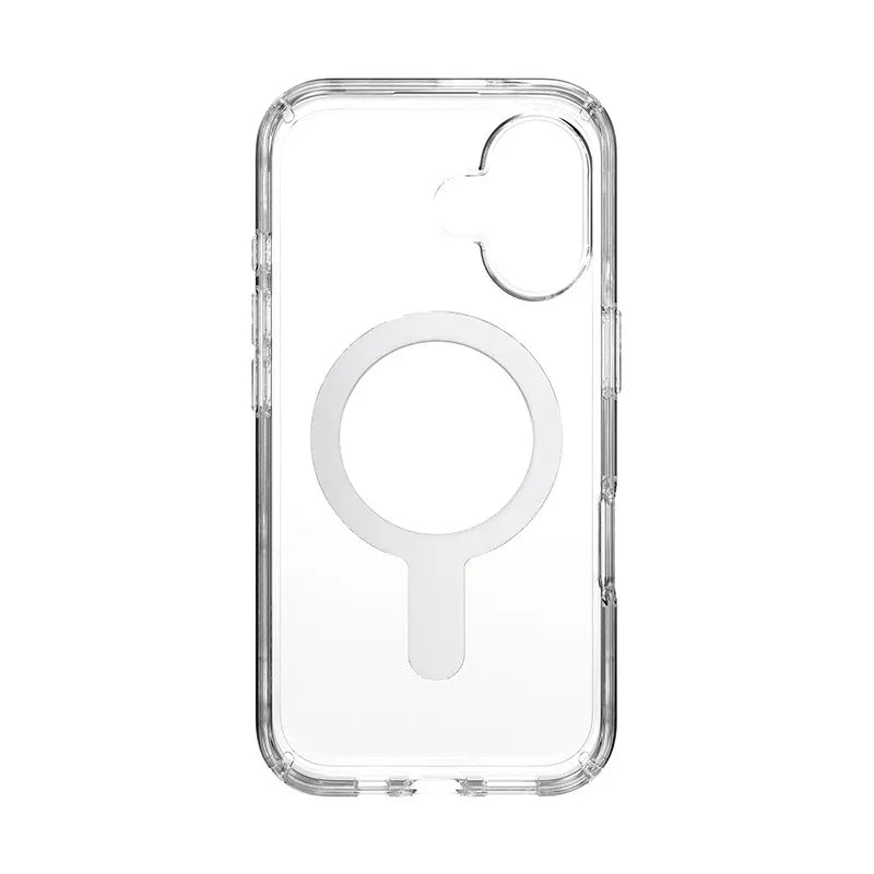 Speck Presidio Perfect-Clear ClickLock & MagSafe – iPhone 16 dėklas (skaidrus / chromo apdaila / serene sidabro)