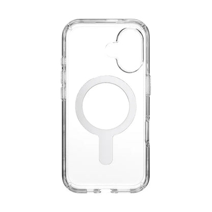 Speck Presidio Perfect-Clear ClickLock & MagSafe – iPhone 16 dėklas (skaidrus / chromo apdaila / serene sidabro)