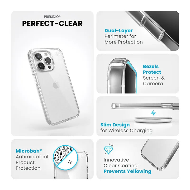 Speck Presidio Perfect-Clear - Dėklas iPhone 15 Pro (Skaidrus)