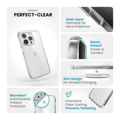 Speck Presidio Perfect-Clear - Dėklas iPhone 15 Pro (Skaidrus)