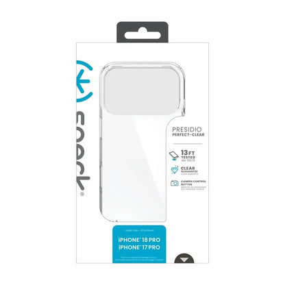 Speck Presidio Perfect Clear – dėklas, skirtas iPhone 18 Pro / 17 Pro (skaidrus)