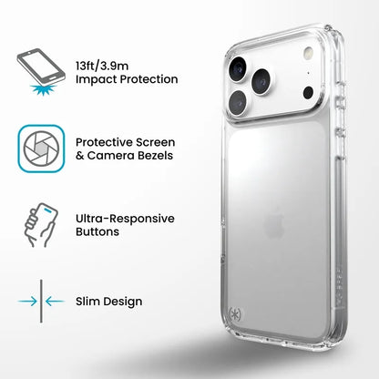 Speck Presidio Perfect Clear – dėklas, skirtas iPhone 18 Pro Max / 17 Pro Max (skaidrus)