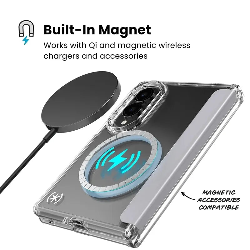 Speck Presidio Perfect-Clear Magnet – MagSafe dėklas Samsung Galaxy Z Fold 8 (skaidrus)