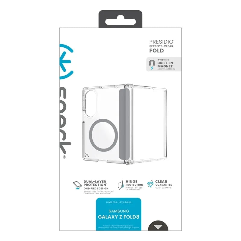 Speck Presidio Perfect-Clear Magnet – MagSafe dėklas Samsung Galaxy Z Fold 8 (skaidrus)