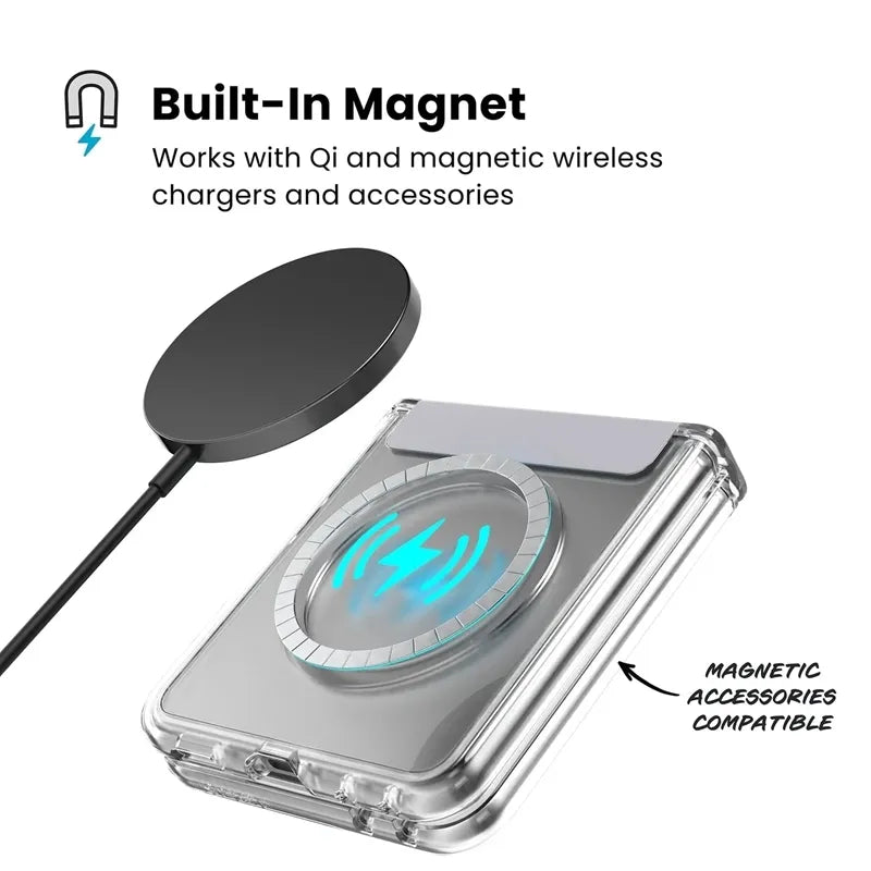 Speck Presidio Perfect-Clear Magnet – MagSafe dėklas, skirtas Samsung Galaxy Z Flip 8 (skaidrus)