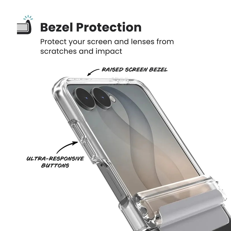 Speck Presidio Perfect-Clear Magnet – MagSafe dėklas, skirtas Samsung Galaxy Z Flip 8 (skaidrus)