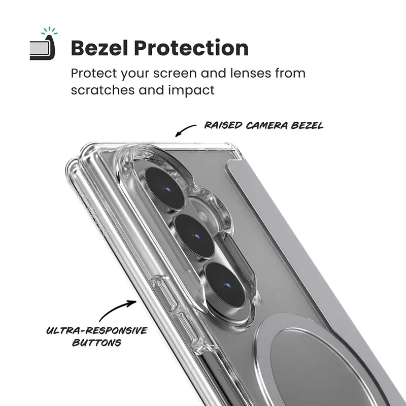 Speck Presidio Perfect-Clear Magnet – MagSafe dėklas, skirtas Samsung Galaxy Z Fold 8 Ultra (skaidrus)