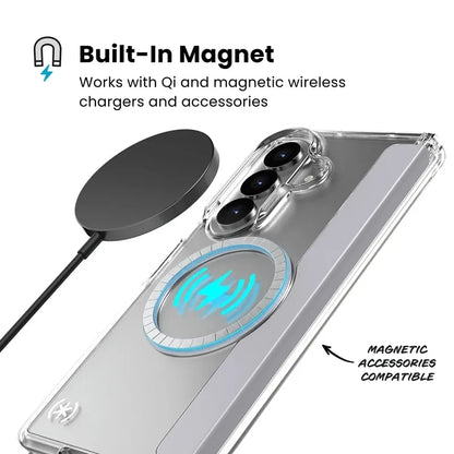 Speck Presidio Perfect-Clear Magnet – MagSafe dėklas, skirtas Samsung Galaxy Z Fold 8 Ultra (skaidrus)