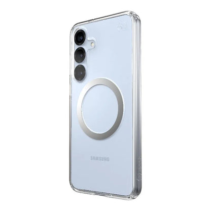 Speck Presidio Perfect-Clear Magnet - Samsung Galaxy S25+ / S24+ MagSafe dėklas (Skaidrus / Chromo apdaila / Serene Silver)