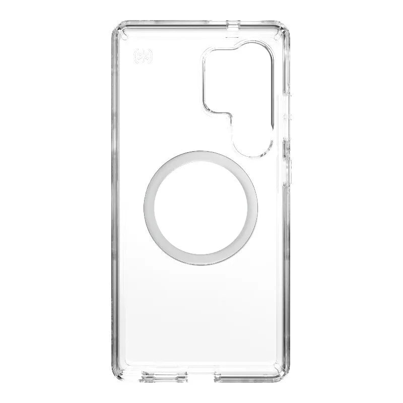 Speck Presidio Perfect-Clear Magnet - Samsung Galaxy S25 Ultra MagSafe dėklas (Skaidrus / Chromo apdaila / Serene Silver)