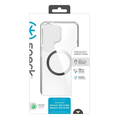 Speck Presidio Perfect-Clear Magnet - Samsung Galaxy S26 Ultra MagSafe dėklas (Skaidrus/Skaidrus/Sidabrinis)