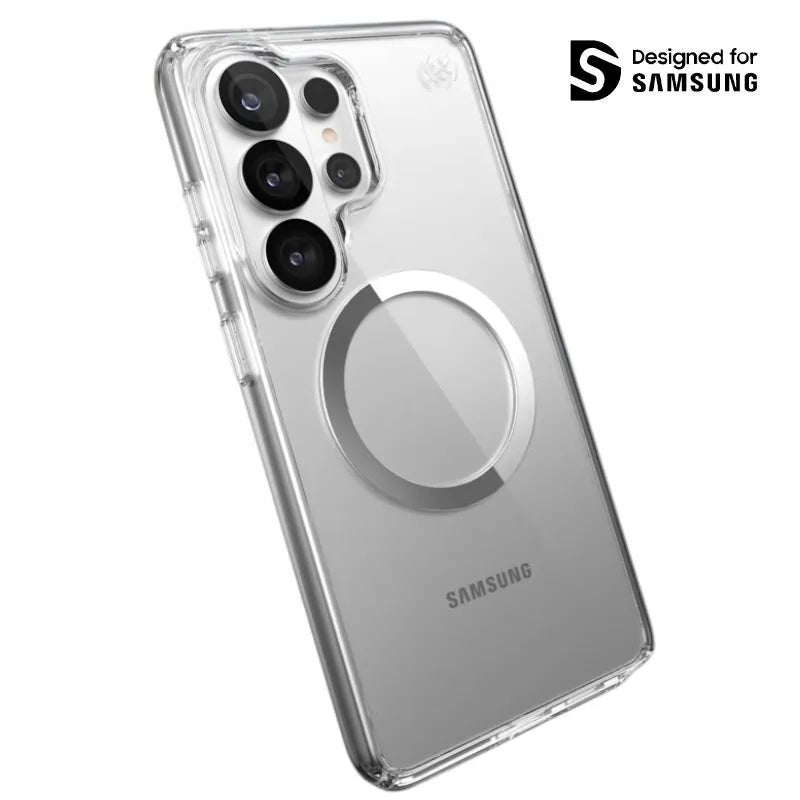 Speck Presidio Perfect-Clear Magnet - Samsung Galaxy S26 Ultra MagSafe dėklas (Skaidrus/Skaidrus/Sidabrinis)