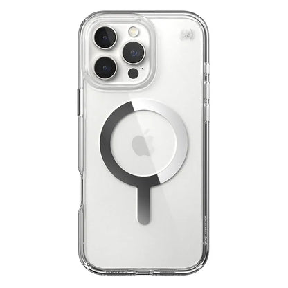 Speck Presidio Perfect-Clear MagSafe dėklas – iPhone 16 Pro Max (Skaidrus / chromo apdaila / Serene Silver)