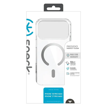 Speck Presidio Perfect Clear MagSafe – dėklas iPhone 18 Pro Max / 17 Pro Max (skaidrus)