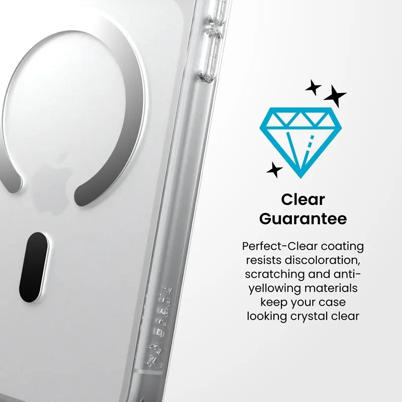 Speck Presidio Perfect Clear MagSafe – dėklas iPhone 18 Pro Max / 17 Pro Max (skaidrus)