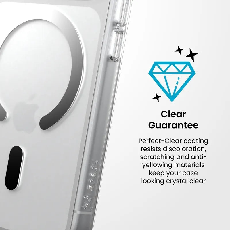 Speck Presidio Perfect Clear MagSafe dėklas, skirtas iPhone 18 Pro / 17 Pro (skaidrus)