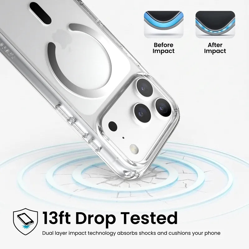 Speck Presidio Perfect Clear MagSafe dėklas, skirtas iPhone 18 Pro / 17 Pro (skaidrus)