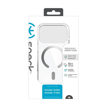 Speck Presidio Perfect Clear MagSafe dėklas, skirtas iPhone 18 Pro / 17 Pro (skaidrus)
